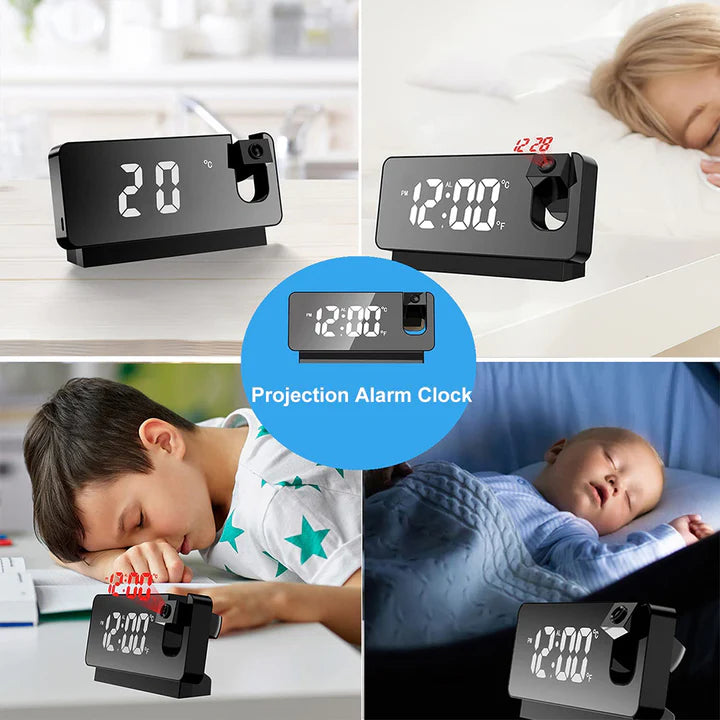 Digital LED Alarm Clock with Projection Display, Snooze, Dual Alarm & Adjustable Brightness