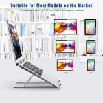 Adjustable Foldable Aluminum Laptop & Tablet Stand | Portable Ergonomic Laptop Stand for MacBook, Dell, HP, Lenovo, iPad & Tablets | Height Adjustable Cooling Notebook Stand