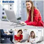 Adjustable Foldable Aluminum Laptop & Tablet Stand | Portable Ergonomic Laptop Stand for MacBook, Dell, HP, Lenovo, iPad & Tablets | Height Adjustable Cooling Notebook Stand