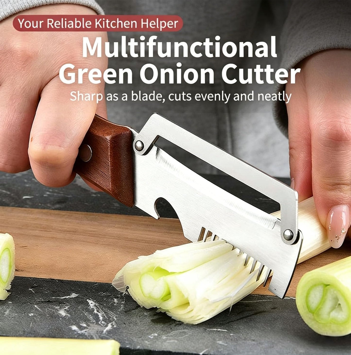 3-in-1 Multi-Functional Vegetable Peeler & Kitchen Knife with Wooden Handle
