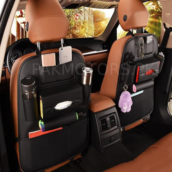 Universal Leather Car Back Seat Organizer – Multi-Pocket Car Storage Bag for Travel & Daily Use