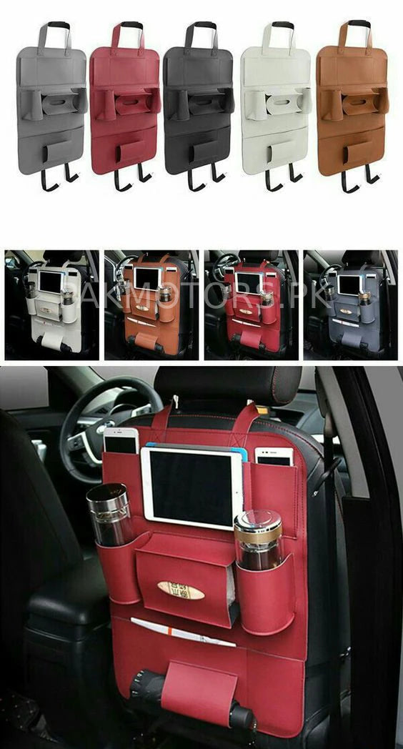 Universal Leather Car Back Seat Organizer – Multi-Pocket Car Storage Bag for Travel & Daily Use