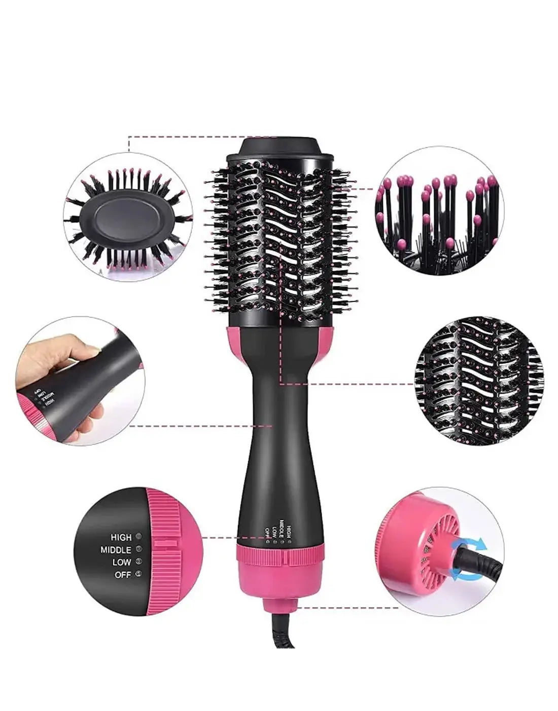 2-in-1 One Step Hot Air Brush – Hair Dryer, Volumizer & Straightening Brush