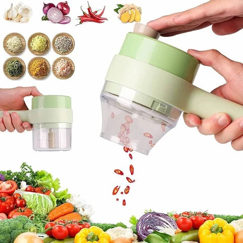 4-in-1 Handheld Electric Vegetable Cutter – Fast, Easy & Effortless Food Preparation