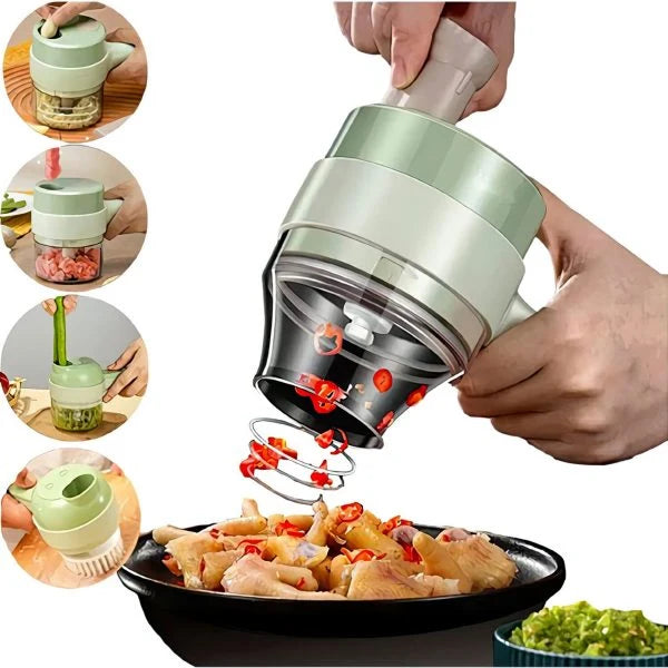 4-in-1 Handheld Electric Vegetable Cutter – Fast, Easy & Effortless Food Preparation