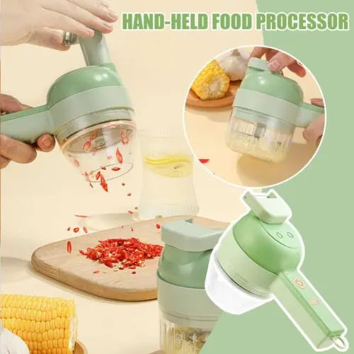 4-in-1 Handheld Electric Vegetable Cutter – Fast, Easy & Effortless Food Preparation