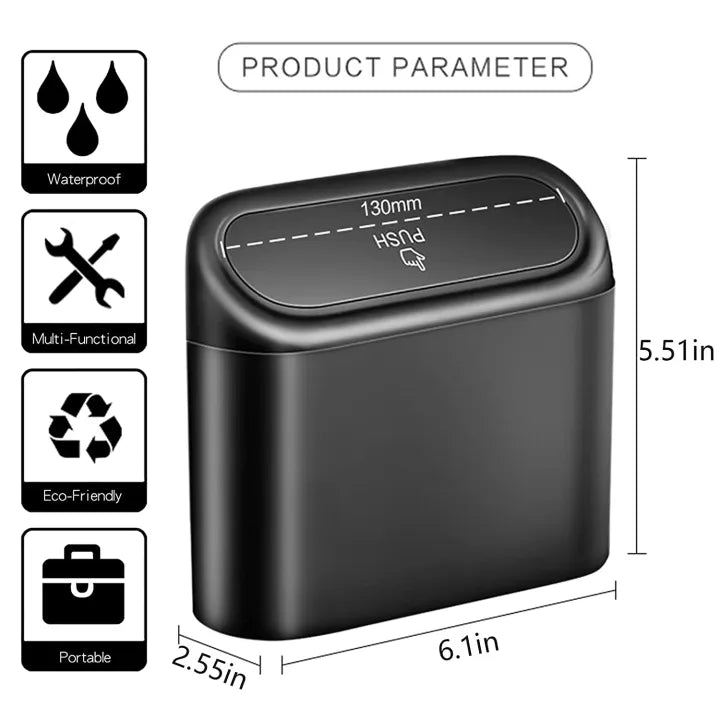 Portable Car Dust Bin with Hanging Design | Mini Vehicle Trash Can Storage Organizer
