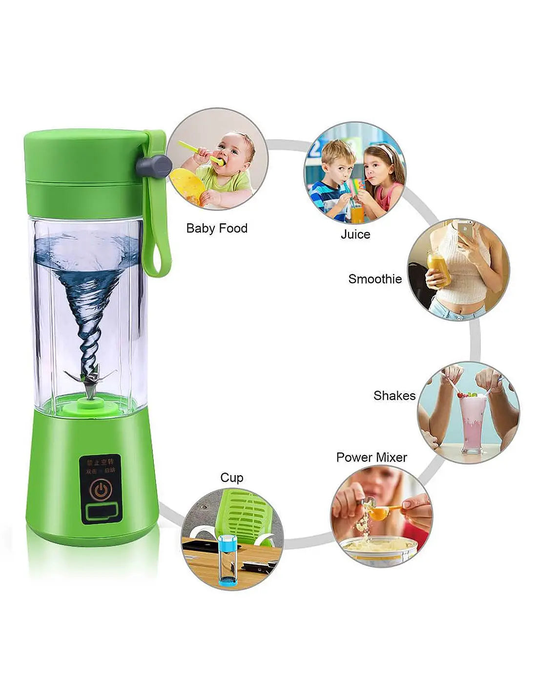 USB Rechargeable Portable Mini Blender Juicer 380ml – 6 Blade Personal Smoothie Maker for Shakes, Fresh Juice, Protein Drinks & Travel