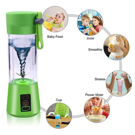 USB Rechargeable Portable Mini Blender Juicer 380ml – 6 Blade Personal Smoothie Maker for Shakes, Fresh Juice, Protein Drinks & Travel