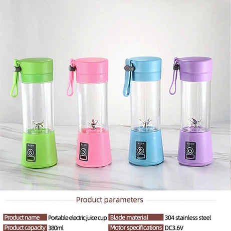 USB Rechargeable Portable Mini Blender Juicer 380ml – 6 Blade Personal Smoothie Maker for Shakes, Fresh Juice, Protein Drinks & Travel