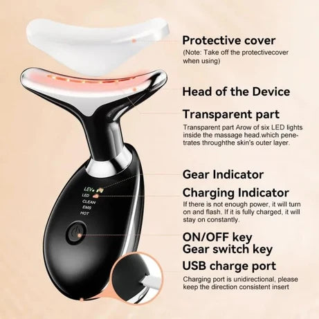 Electric LED Facial Massager for Face & Neck – Rechargeable Beauty Massage Too