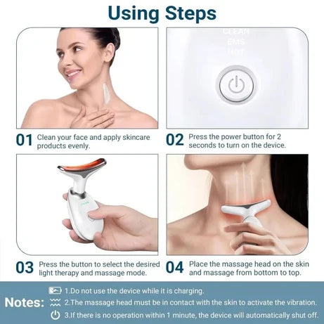 Electric LED Facial Massager for Face & Neck – Rechargeable Beauty Massage Too