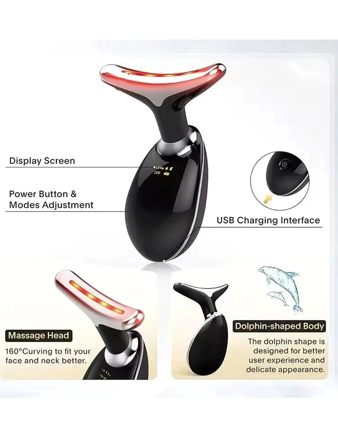 Electric LED Facial Massager for Face & Neck – Rechargeable Beauty Massage Too