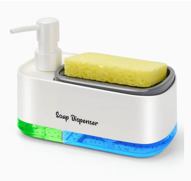 5-in-1 Dish Soap Dispenser Set for Kitchen Sink with Brush & Sponge Holder