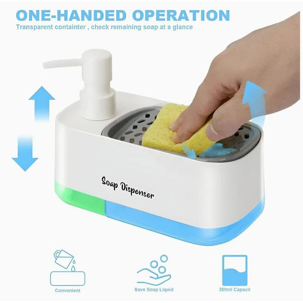 5-in-1 Dish Soap Dispenser Set for Kitchen Sink with Brush & Sponge Holder