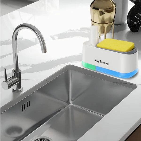 5-in-1 Dish Soap Dispenser Set for Kitchen Sink with Brush & Sponge Holder