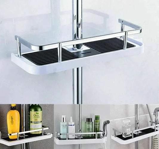 No-Drill Adhesive Shower Shelf with Soap Holder | Waterproof Bathroom Organizer
