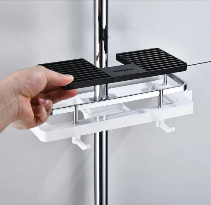 No-Drill Adhesive Shower Shelf with Soap Holder | Waterproof Bathroom Organizer
