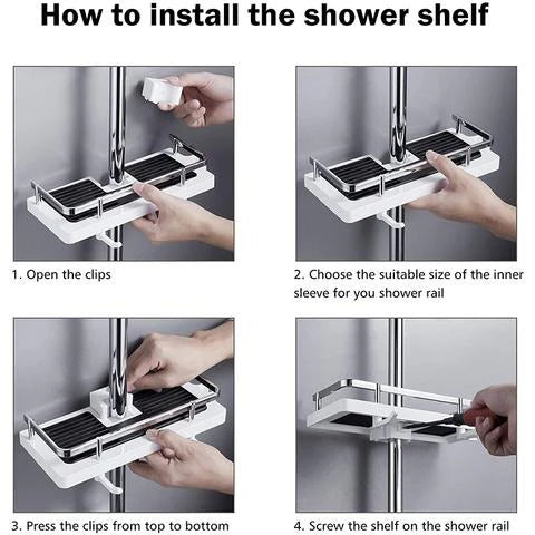 No-Drill Adhesive Shower Shelf with Soap Holder | Waterproof Bathroom Organizer