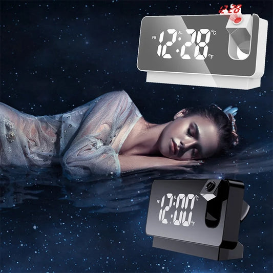 Digital LED Alarm Clock with Projection Display, Snooze, Dual Alarm & Adjustable Brightness