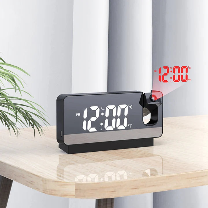 Digital LED Alarm Clock with Projection Display, Snooze, Dual Alarm & Adjustable Brightness