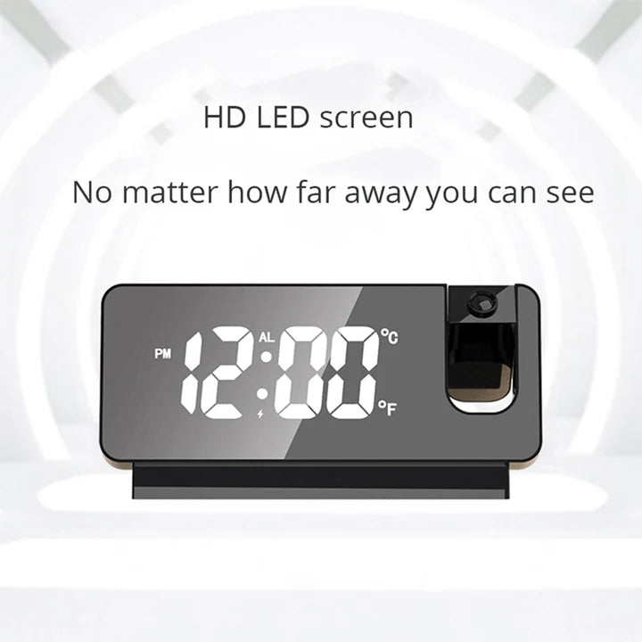 Digital LED Alarm Clock with Projection Display, Snooze, Dual Alarm & Adjustable Brightness